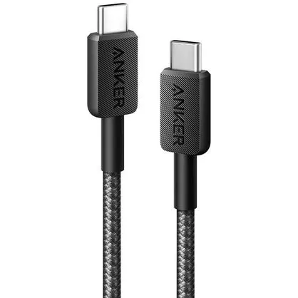CABLE USB C A USB C NEGRO ANKER TRENZADO SOPORTA 60W 1.8M