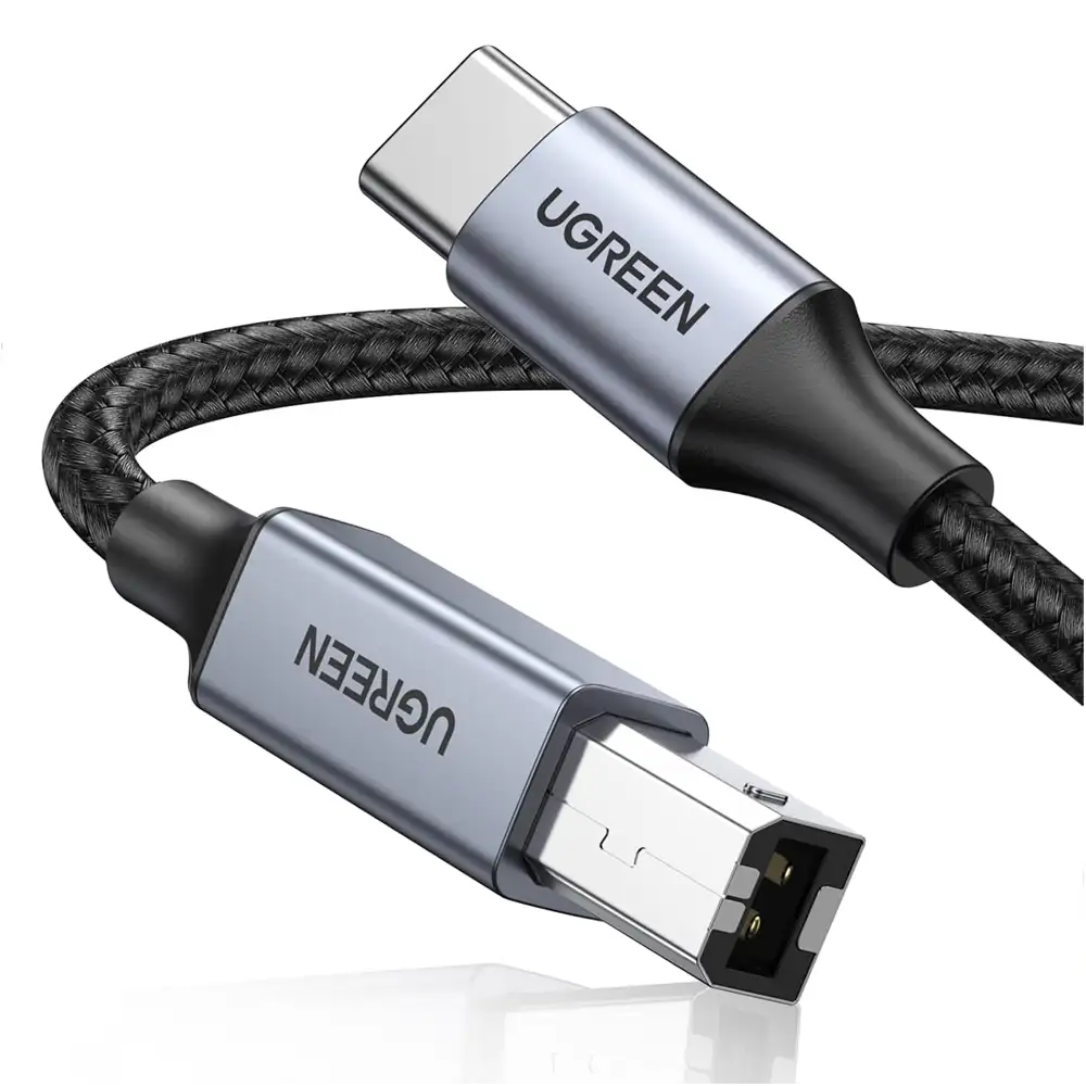 CABLE DE IMPRESORA USB B A USB C 2M, MIDI COMPATIBLE CON PIANO YAMAHA, DAC, CONTROLADOR DJ PARA IPAD UGREEN