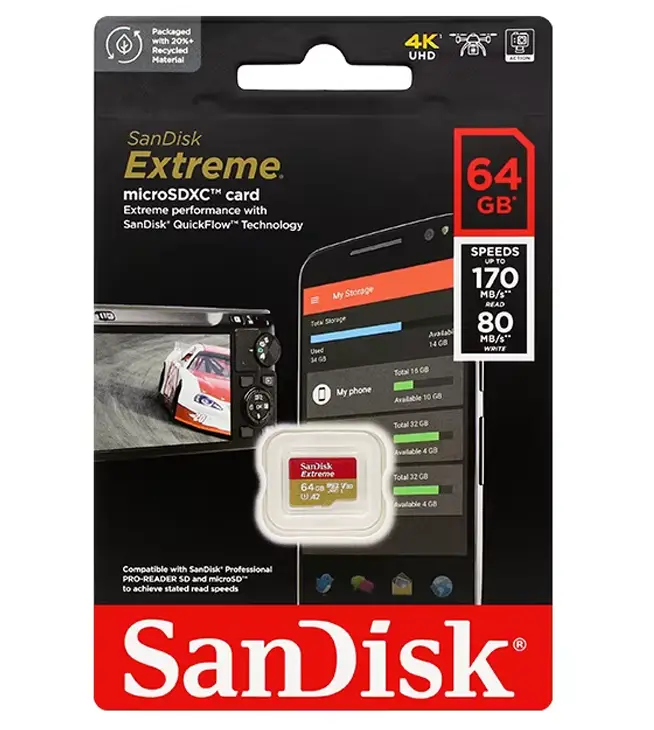 MEMORIA MICRO SD SANDISK 64GB CLASE 10 U3