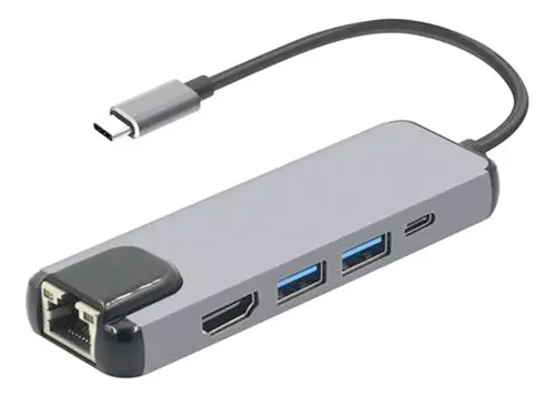 ADAPTADOR HUB TIPO C A USB 2.0 3.0, TIPO C, RJ45 Y HDMI