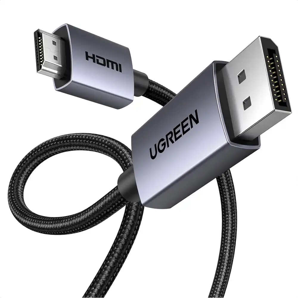 CABLE DISPLAYPORT A HDMI 4K 1080P 120HZ, ACTIVO DP 1.2 A HDMI 1.4 DE ALUMINIO TRENZADO, UNIDIRECCIONAL 2M