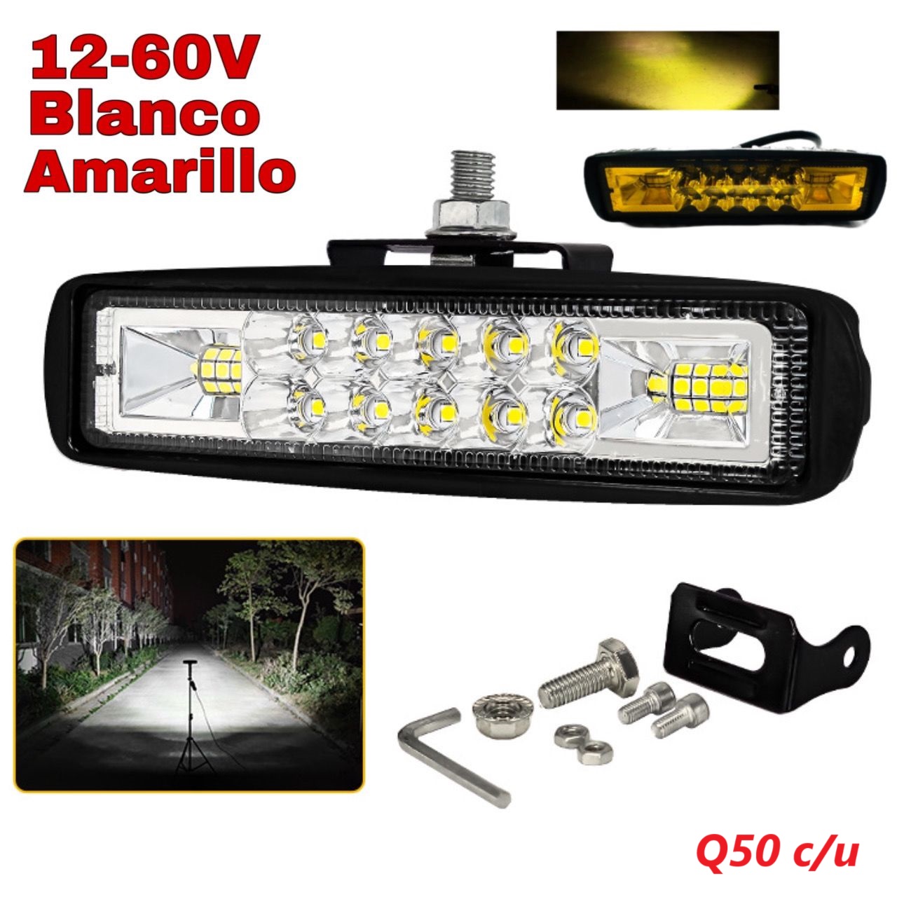 BARRA 16LED 18W BLANCO/AMARILLO 12-24V