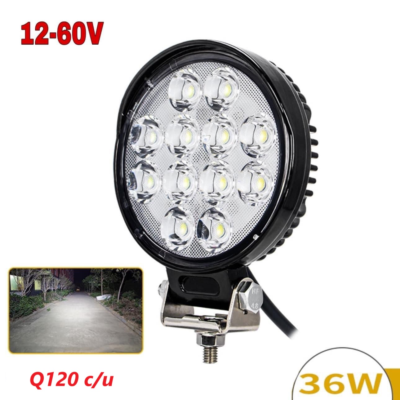 HALOGENO 4" 36W 12LED REDONDO GRUESO