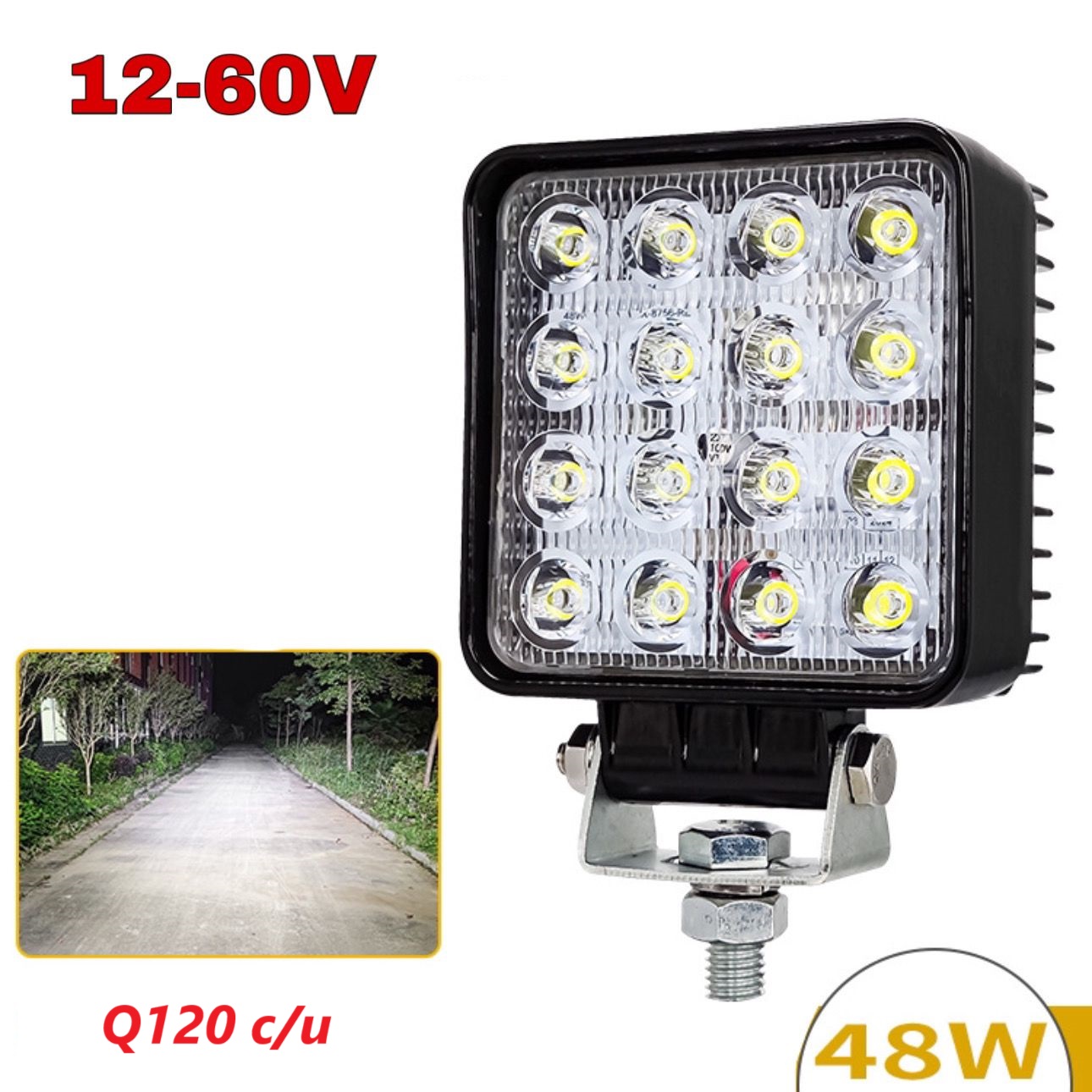 HALOGENO 4" 48W 16LED CUDRADO GRUESO