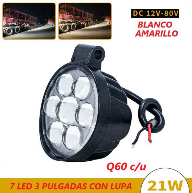 HALOGENO REDONDO 7 LED LUPA BLANCO/AMARILLO