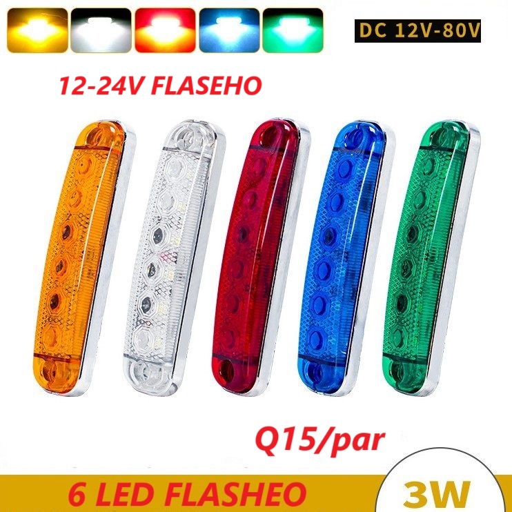 LUZ CAJON 6LED COLOR 12-80V FLASHEO CROMADO PAR