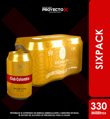 SIXPACK CLUB COLOMBIA DORADA LATA 330ML