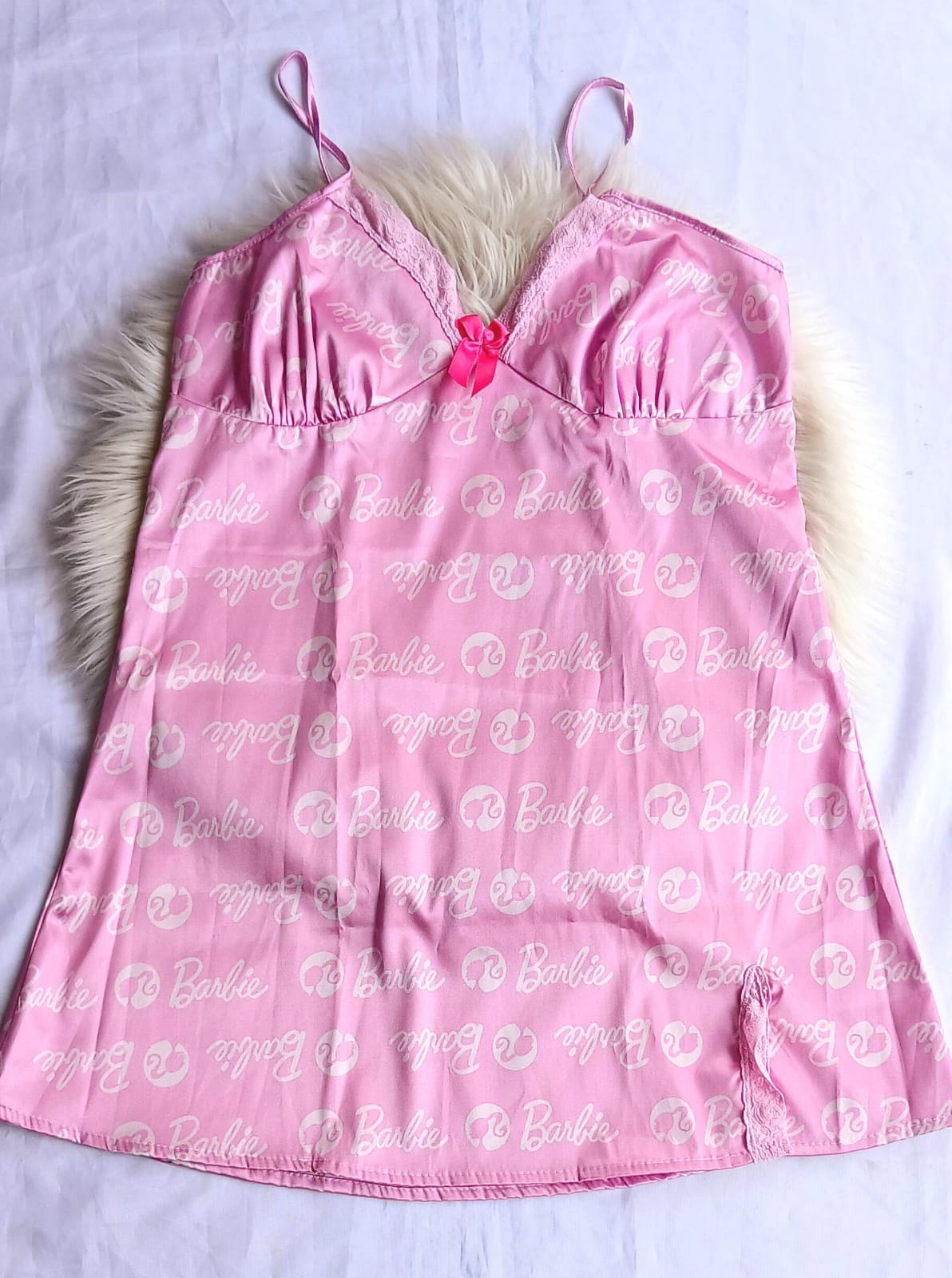 Pijama satin batola tiras estampada barbie