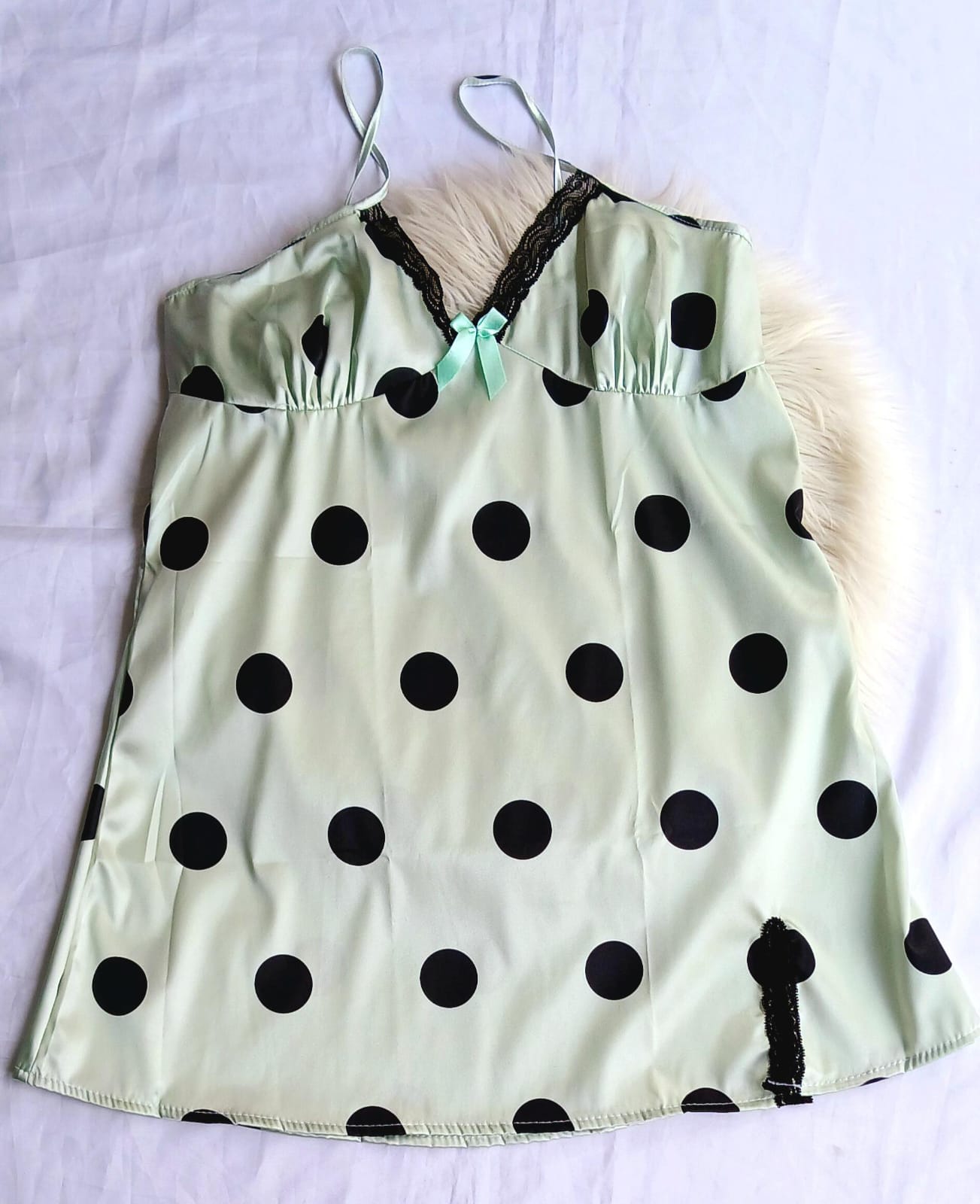 Pijama satin batola tiras estampada bolas
