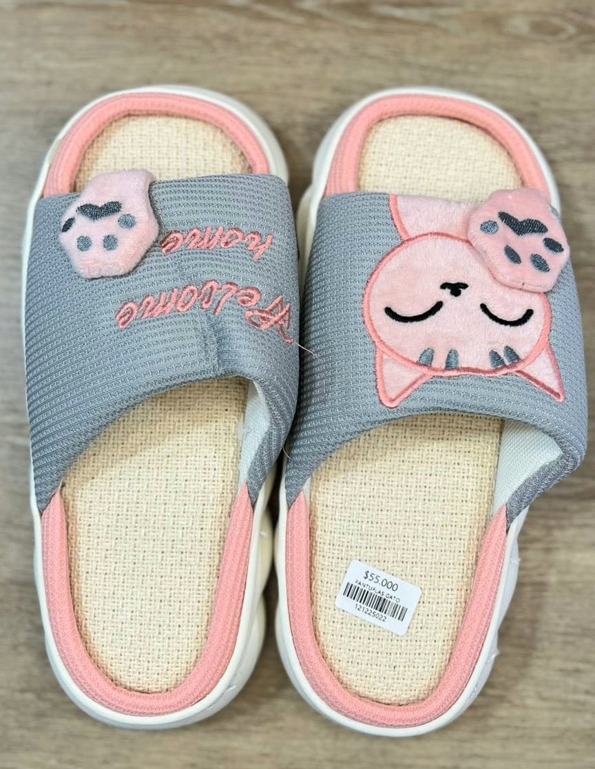 PANTUFLAS GATO WELCOME HOME