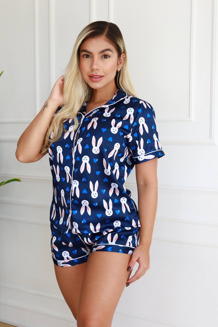 PIJAMA SATIN SHORT BL MANGA CONEJO 13209