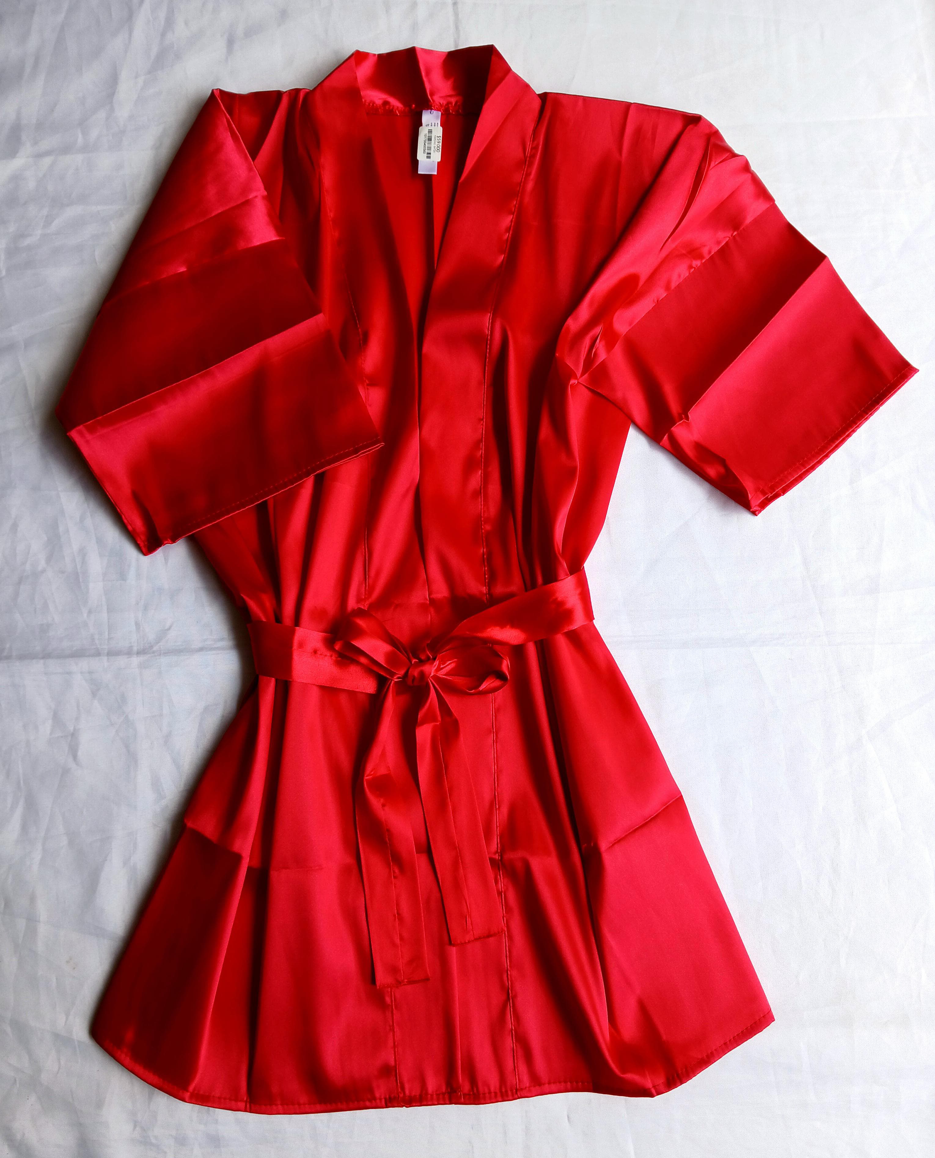 Kimono satin unicolor rojo