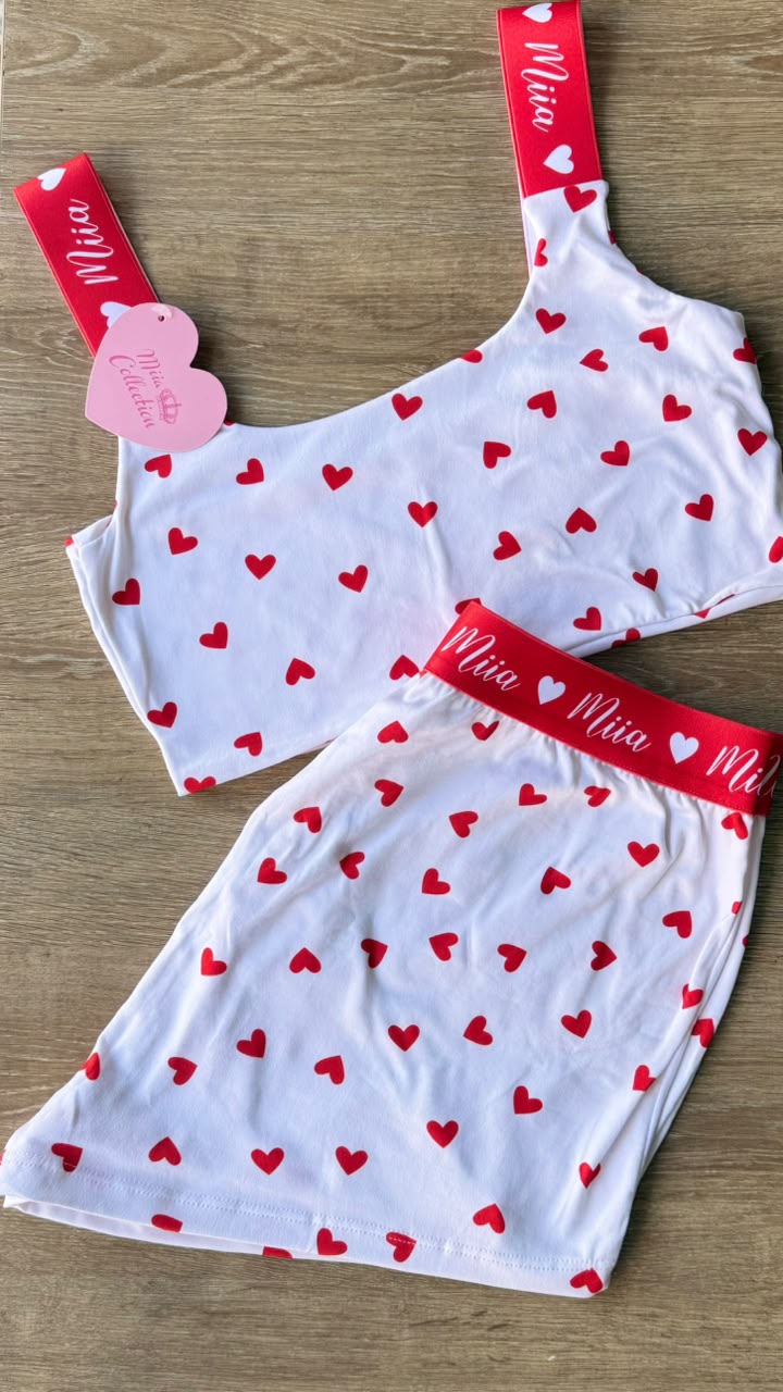 PIJAMA SHORT Y TOP CORAZONES MIIA 326