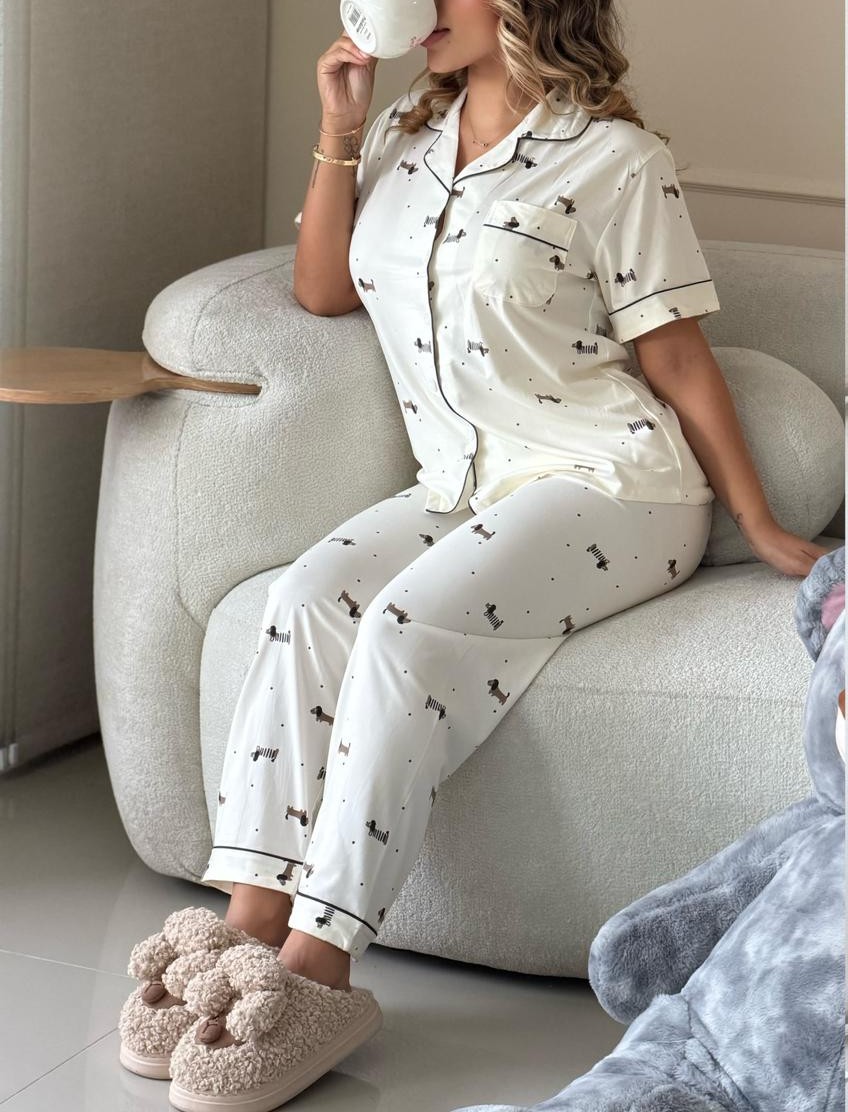 PIJAMA PANTALON Y BLUSA BOTON PERRO YIGIANNIFEN 788-323