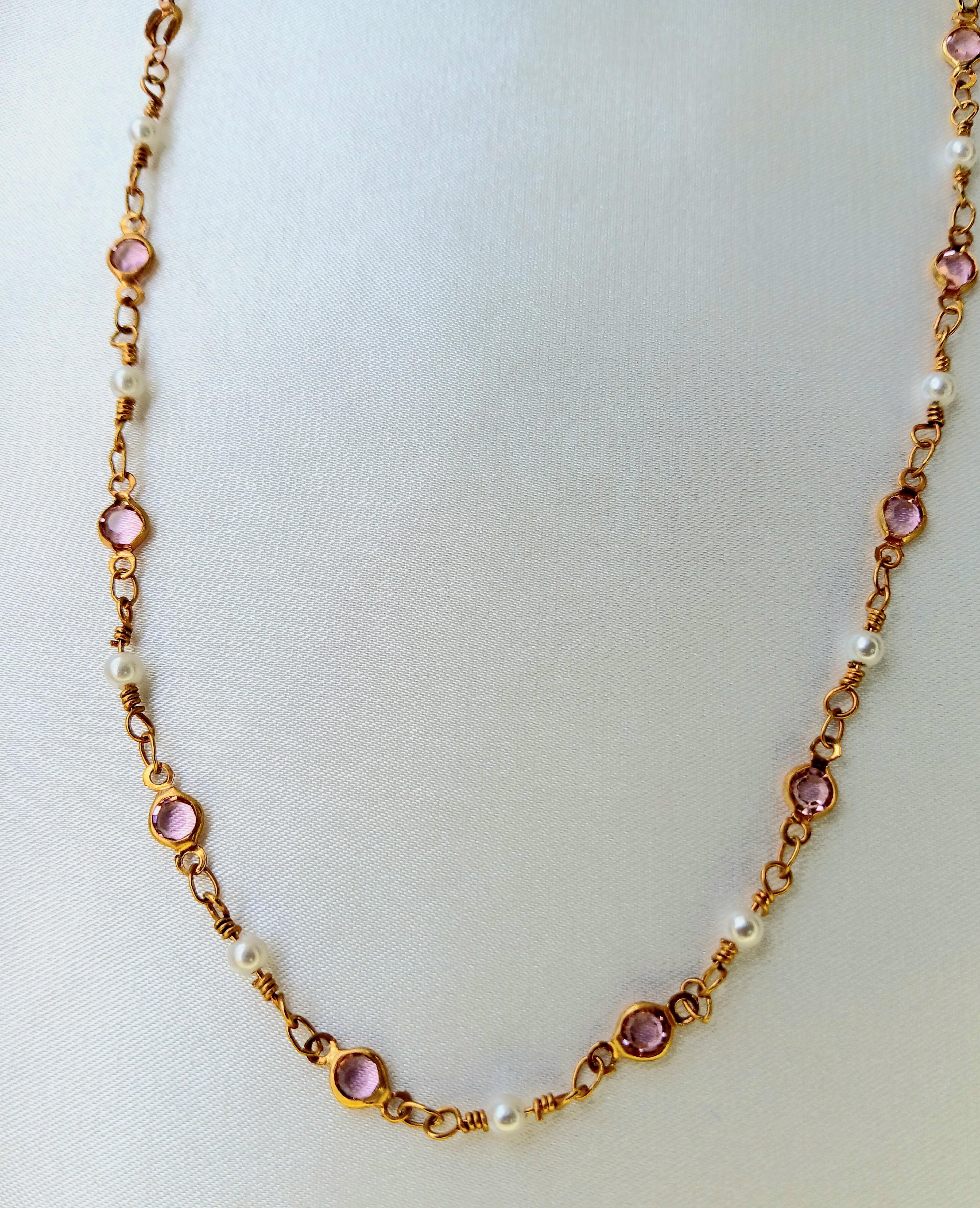 COLLAR PERLAS BLANCAS ROSA