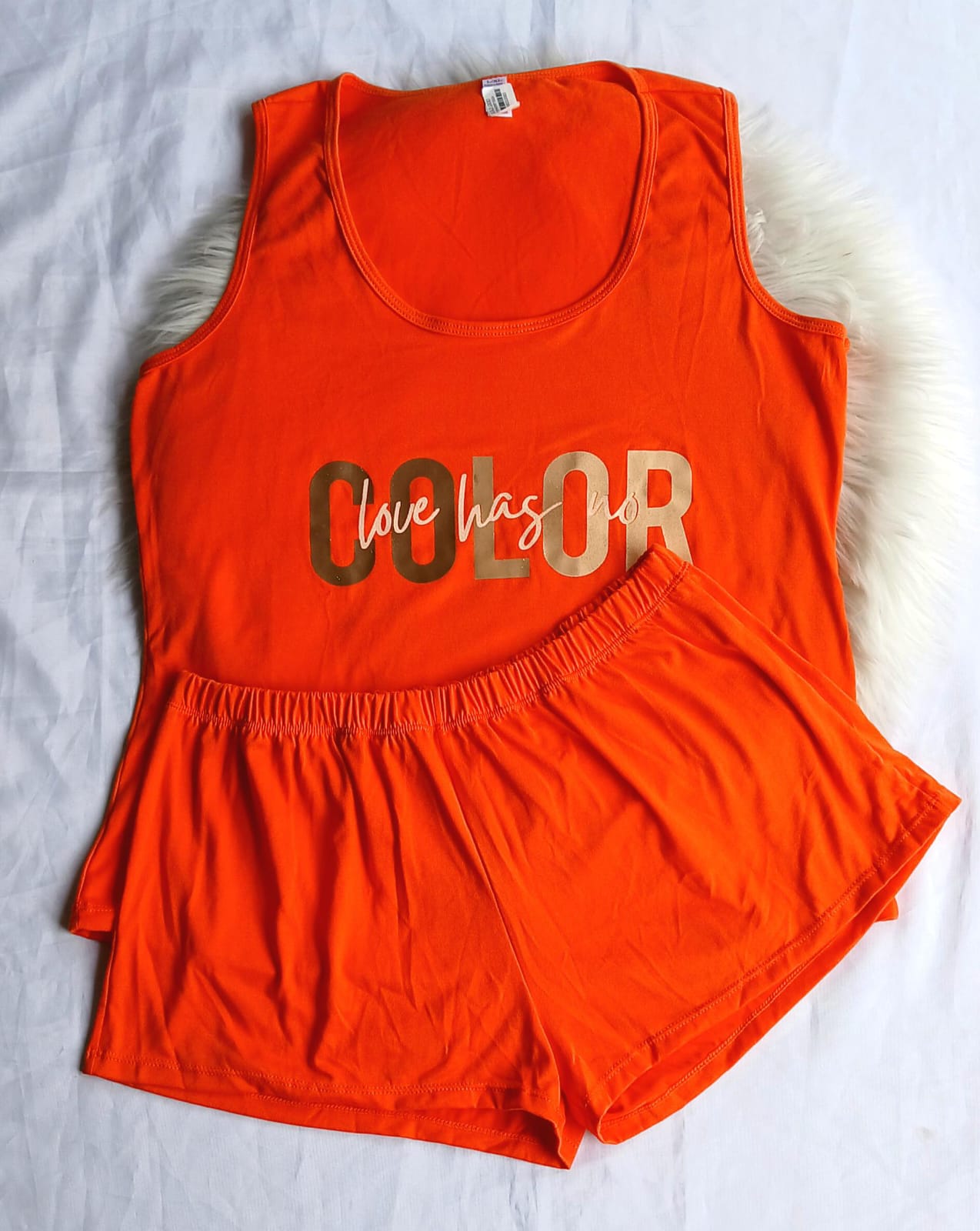 Pijama short siza unicolor naranja