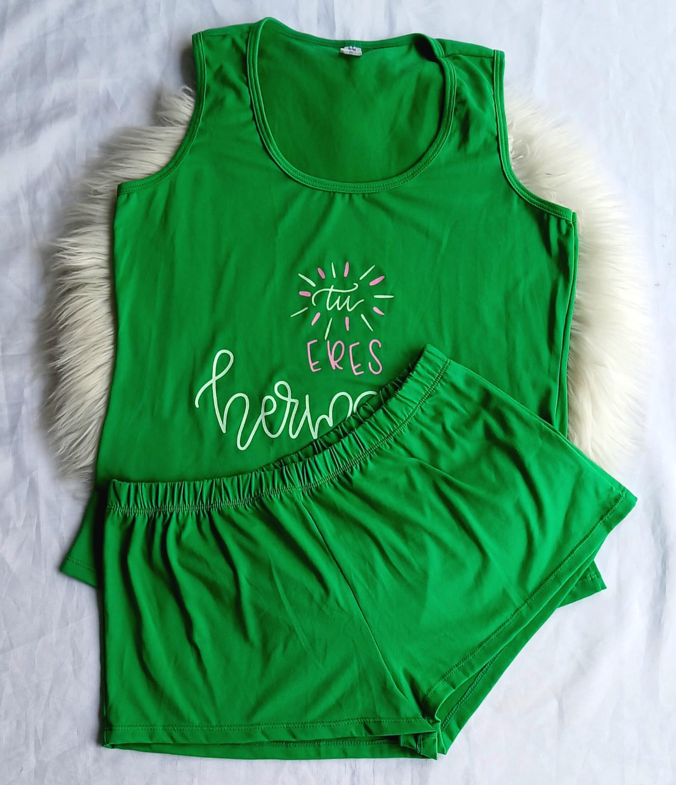 Pijama short siza unicolor verde
