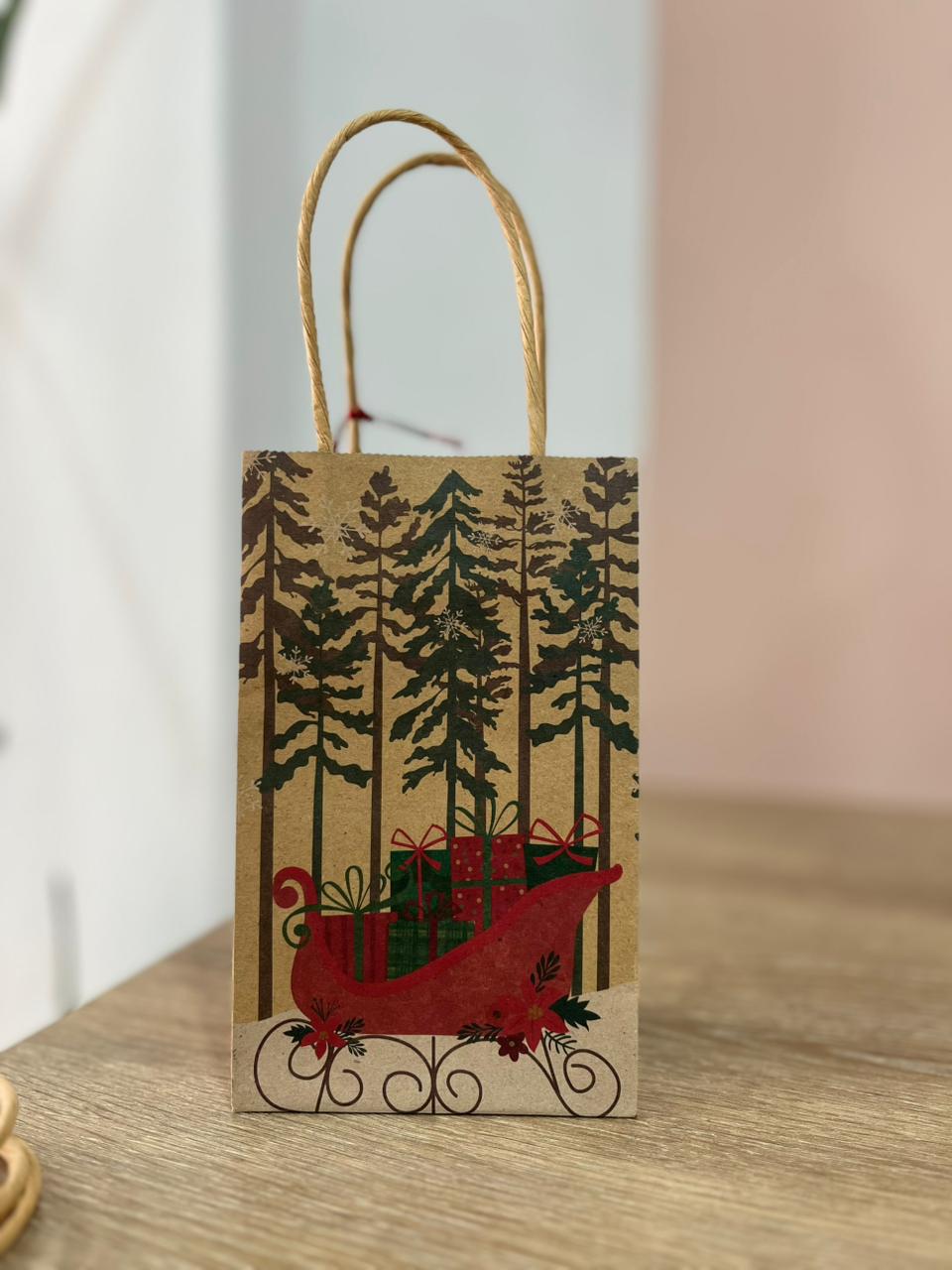 BOLSA NAVIDAD MINI CON TARJETA TRINEO