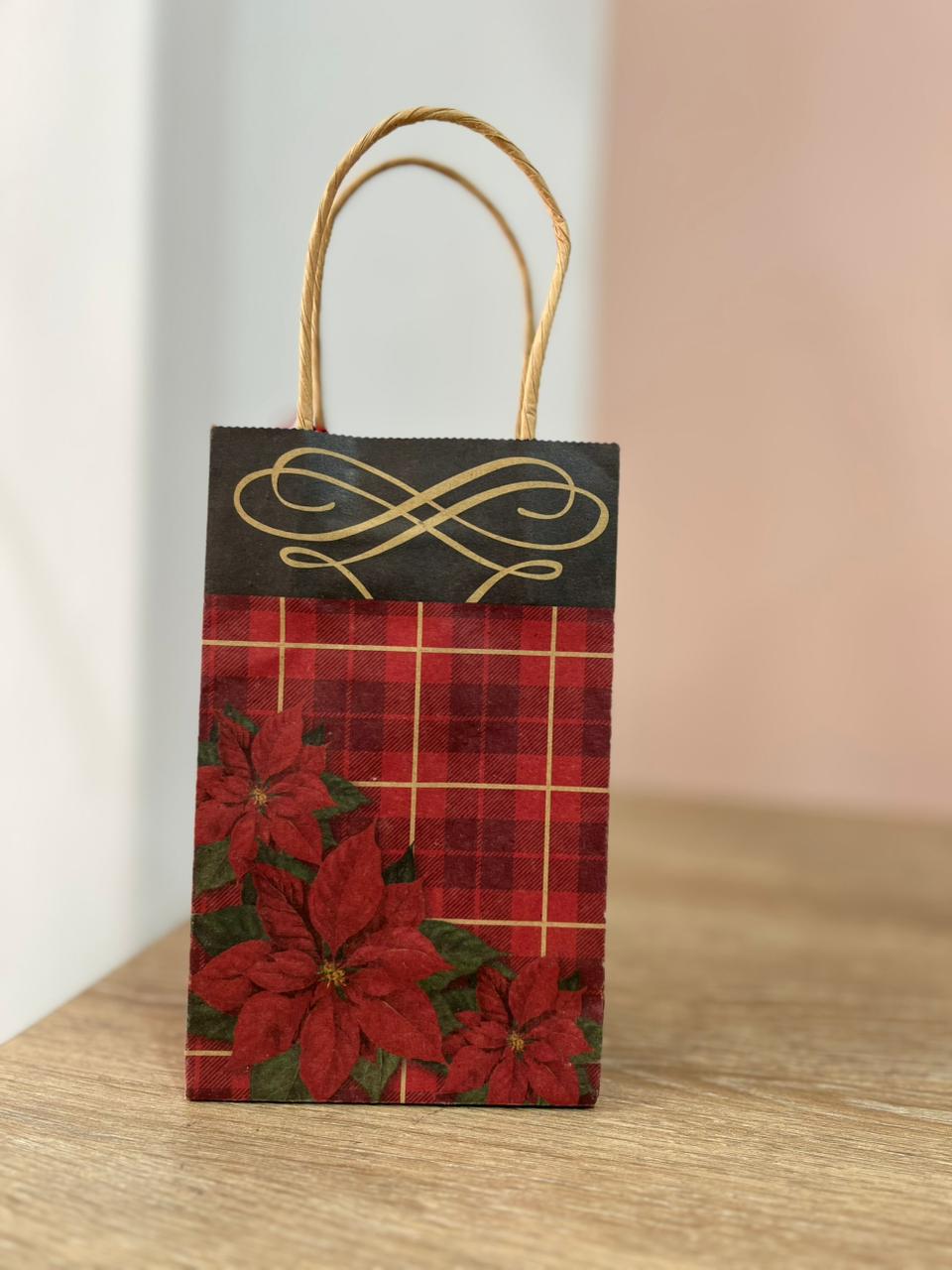 BOLSA NAVIDAD MINI CON TARJETA FLORES