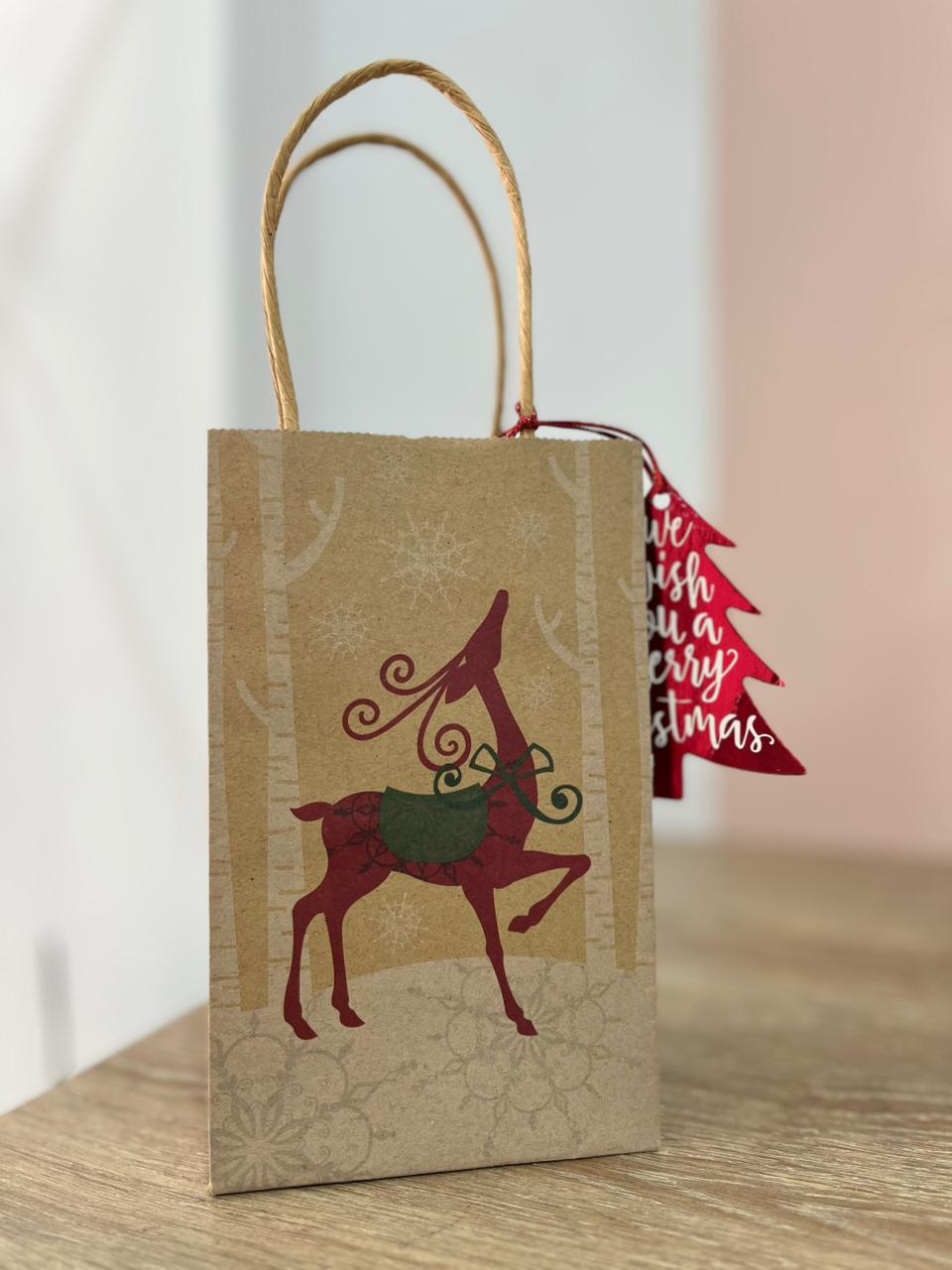 BOLSA NAVIDAD MINI CON TARJETA RENO