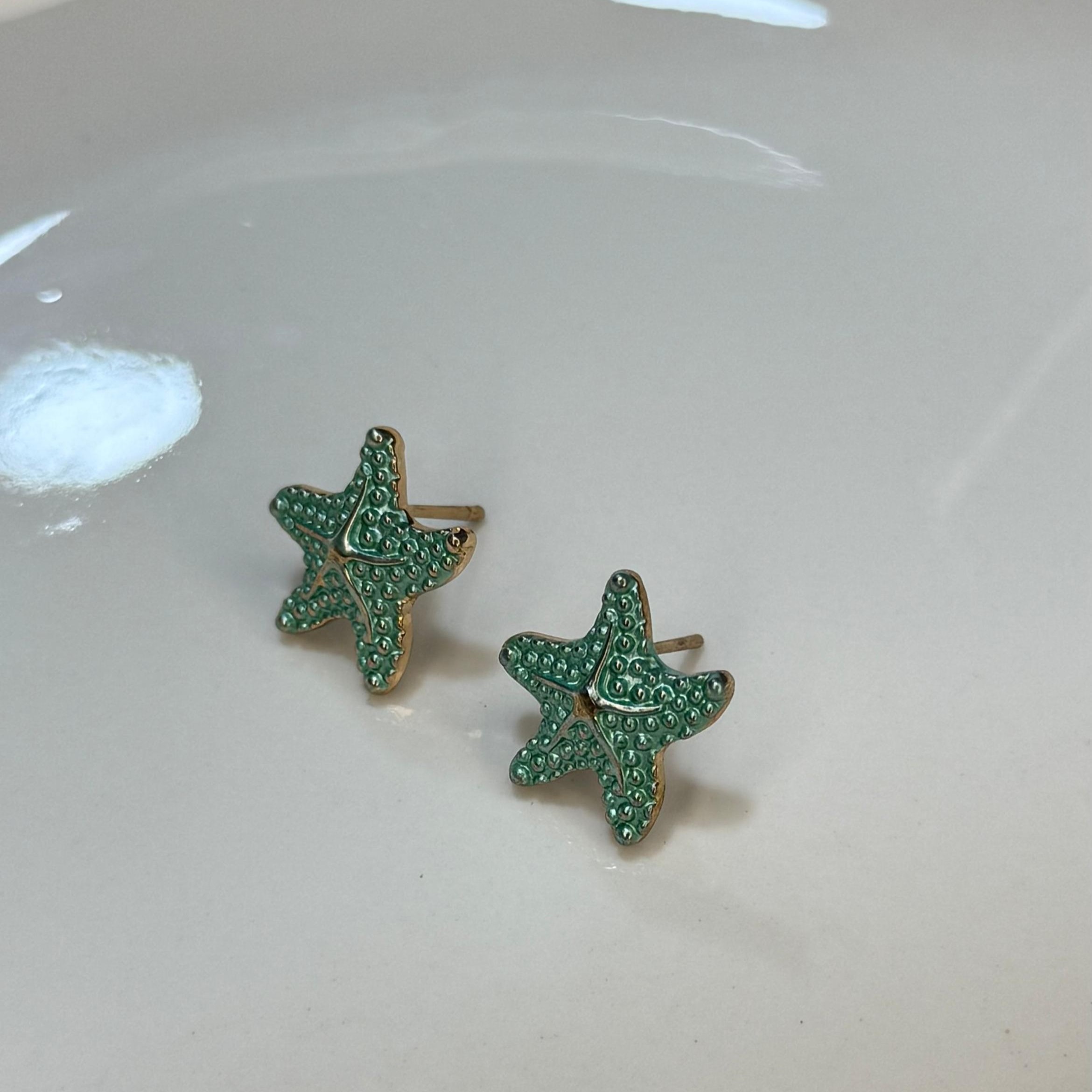 ARETES ESTRELLAS DE MAR VERDES DA122509