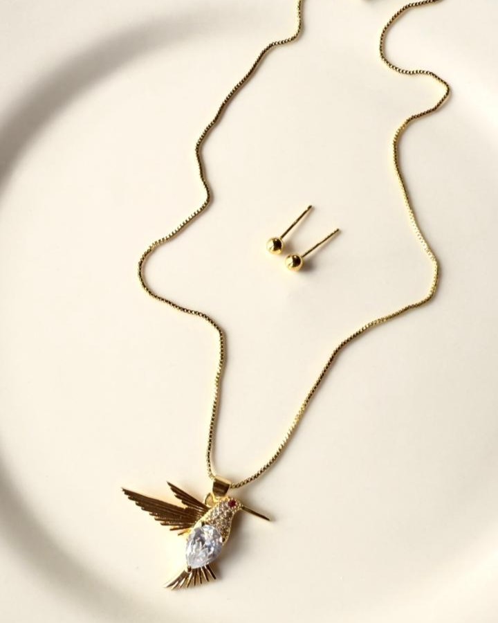 COLLAR COLIBRÍ CON TOPOS MA21326