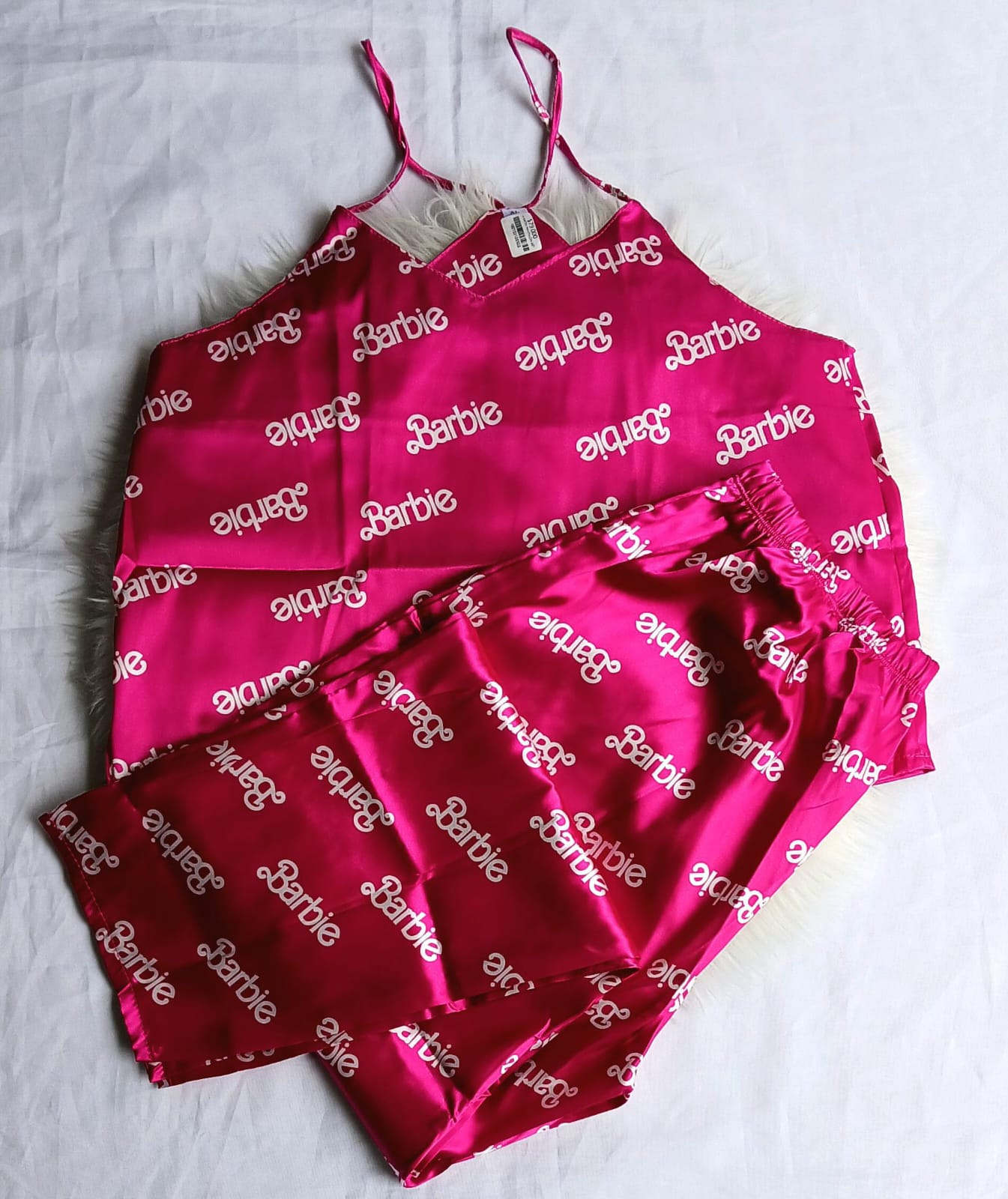 Pijama satin pantalon tiras estampado Barbie