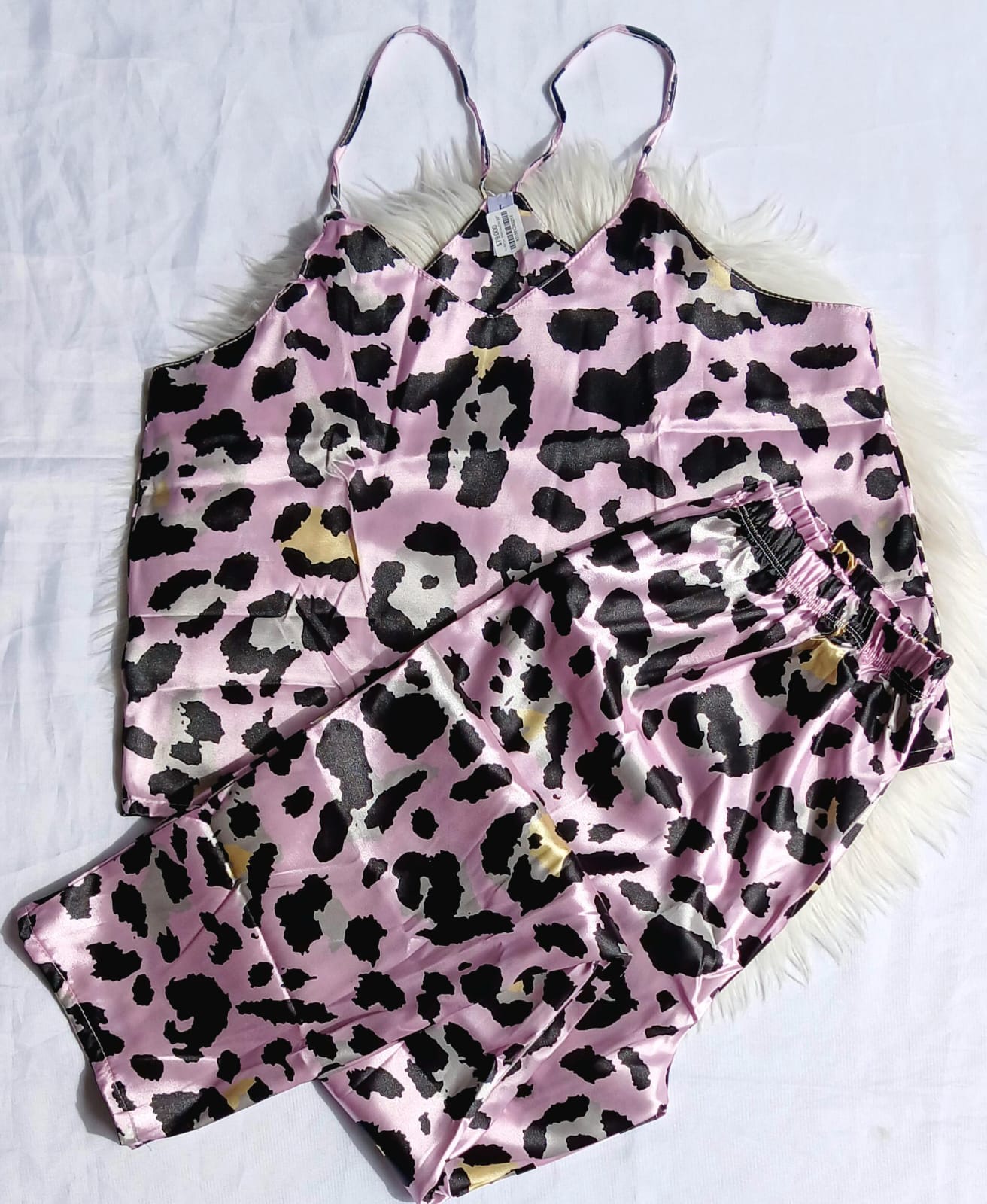 Pijama satin pantalon tiras estampado Animal print