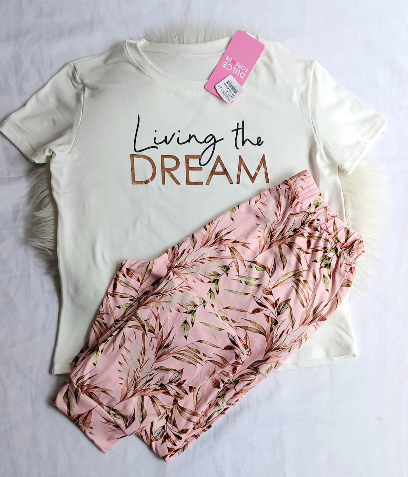 Pijama pantalon hojas blusa manga letras