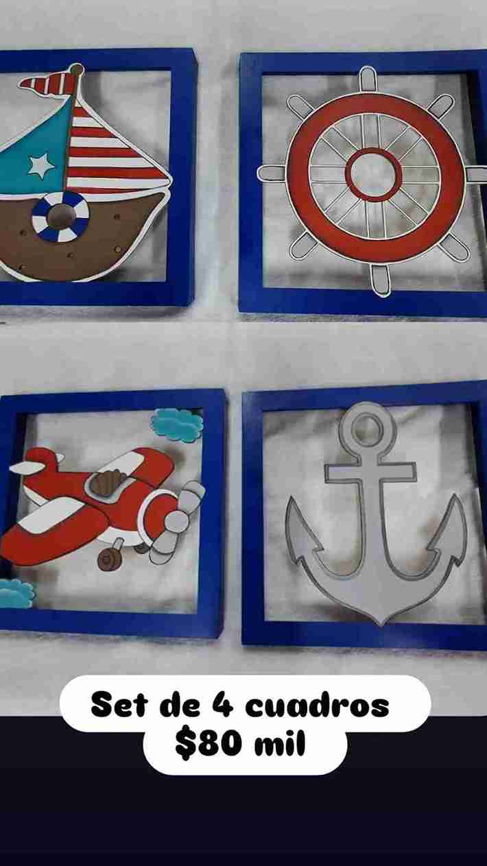 SET DE 4 CUADROS MARINERO