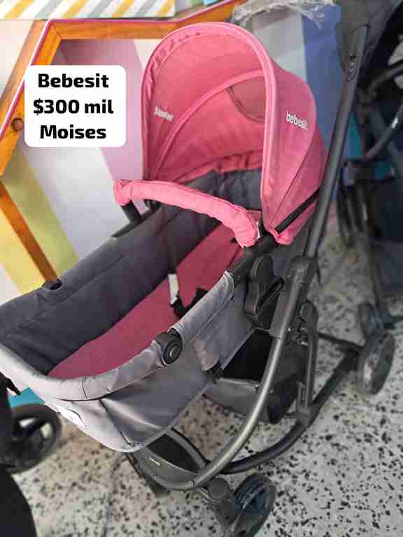 COCHE TIPO MOISES ROSADO/GRIS BEBESIT