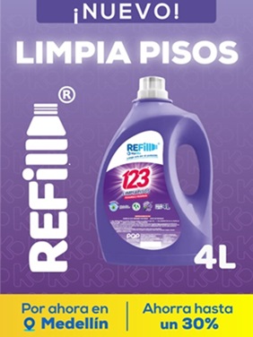 Refill Limpia Pisos 123 Lavanda 4 Litros