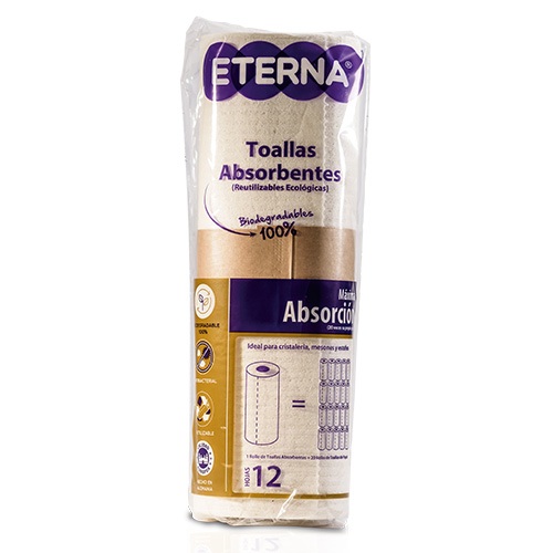 Toallas Absorbentes Ecológicas Eterna Rollo x 12 Unidades