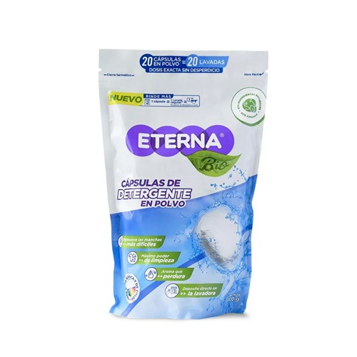 Cápsulas Detergente Polvo Eterna Bio X 400 GR