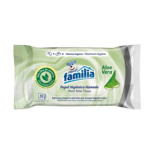 Papel higiénico Familia húmedo aloe vera x 50 unidades