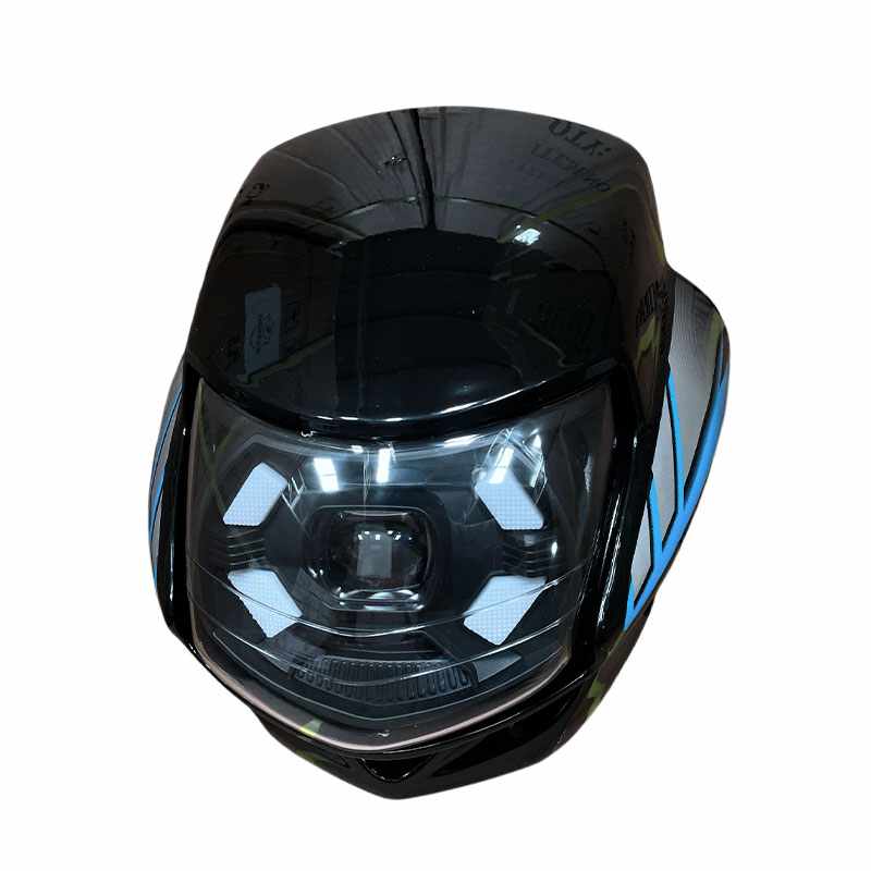 FAROLA CON CARENAJE ECO-100 DELUXE NEGRO/AZUL LED (J3.3)