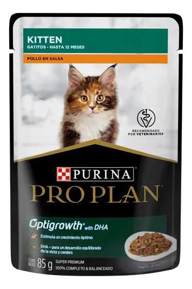 POUCH PURINA PROPLAN OPTIGROWTH WITH DHA GATITO POLLO EN SALSA