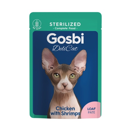 GOSBI DELICAT ALIMENTO PARA GATO POLLO Y CAMARONES STERILIZED 70 GRS. (SOBRE)