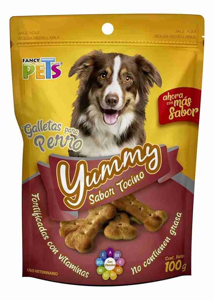 GALLETAS YUMMY SABOR TOCINO 100GR FANCY PETS