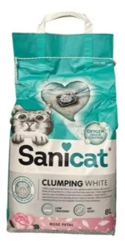 ARENA DE GATO SANICAT CLUMPING WHITE ROSE 8L