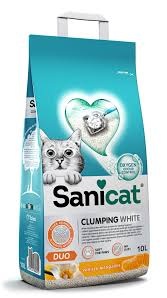 ARENA DE GATO SANICAT CLUMPING WHITE DUO VAINILLA/MANDARINA 10L