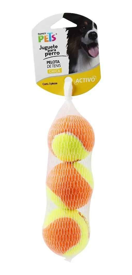 FANCY PETS JUGUETE PELOTA DE TENIS BICOLOR CHICA (RED CON 3 PELOTAS)