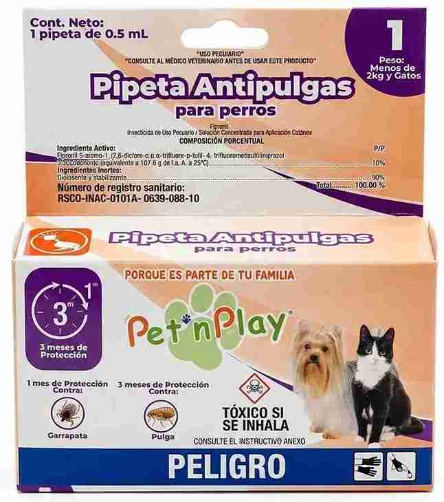 PIPETA ANTIPULGAS PERROS Y GATOS MENOS DE 2KG PETNPLAY