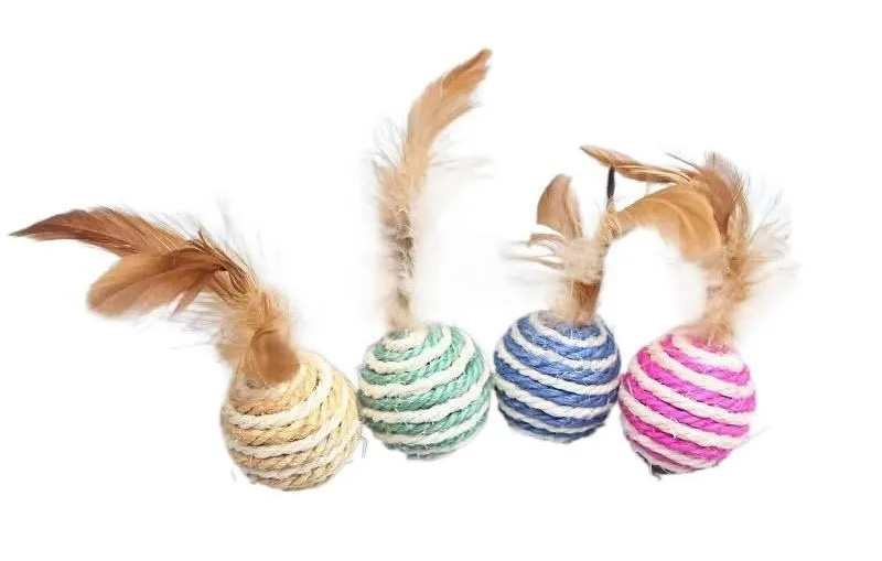 JUGUETE PELOTA DE GATO CON PLUMAS  SUPER MASCOTA WU
