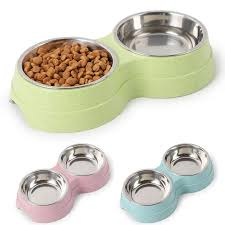 PLATO DOBLE COMEDERO CON BASE GRIS O VERDE LIMÓN