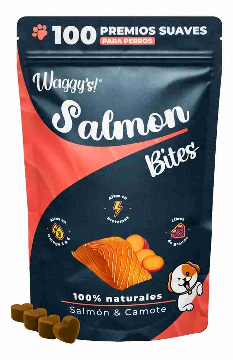 WAGGYS BITES SALMON Y CAMOTE ALIMENTO PARA PERRO 100GRS