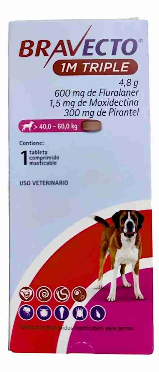 BRAVECTO 1 MES TRIPLE ACCIÓN 1 TAB PARA 40-60KG