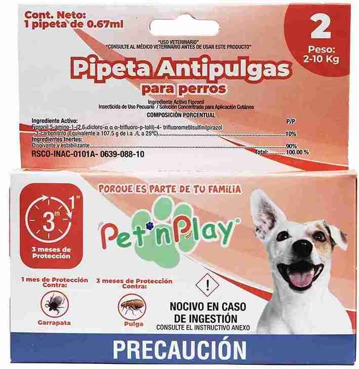 PIPETA ANTIPULGAS PERROS DE 2 A 10KG. PETNPLAY
