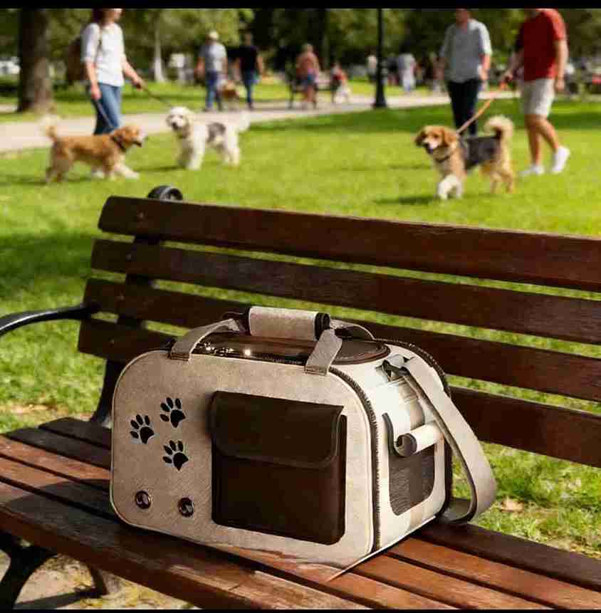 TRANSPORTADORA PARA PERRO PEQUEÑOS (BEIGE-CAFÉ)