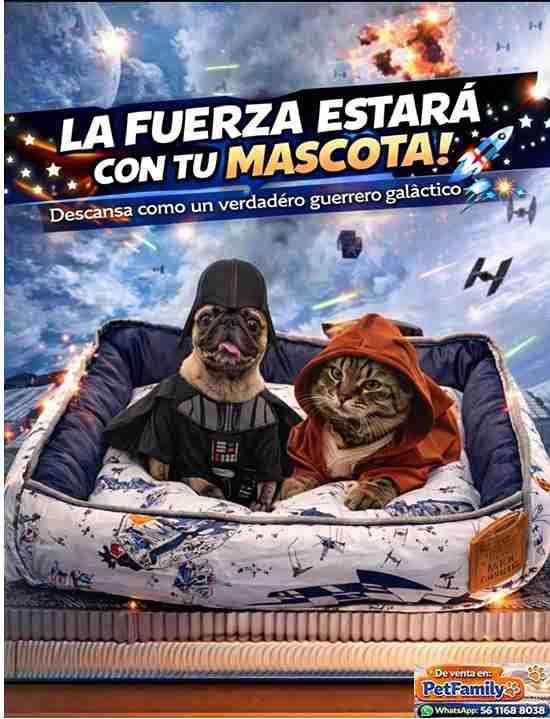 CAMA MERRY (STAR WARS/ PERRITOS 48X35 CHICA)
